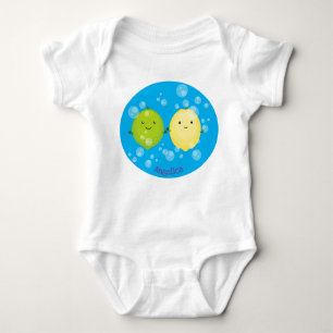 Cute happy lemon lime cartoon illustration baby bodysuit