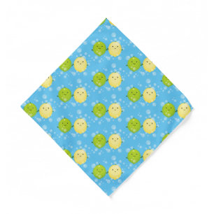 Cute happy lemon lime cartoon illustration  bandana