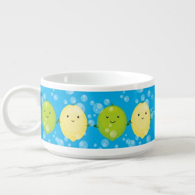Cute happy lemon lime cartoon illustration bowl (Right)