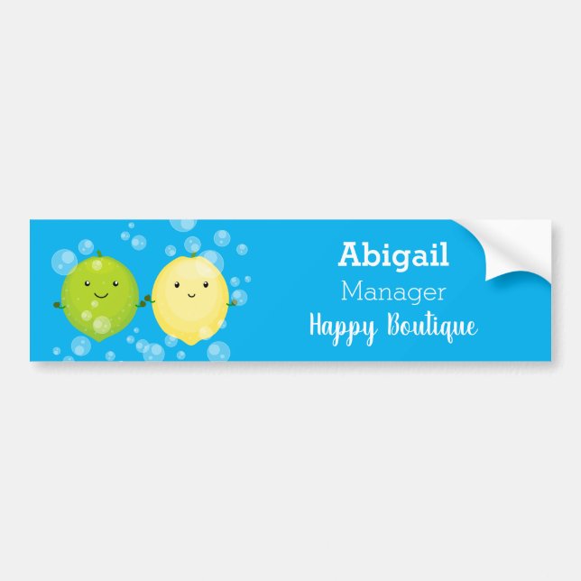 Cute happy lemon lime cartoon illustration bumper sticker (Front)