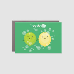 Cute happy lemon lime cartoon illustration car magnet
