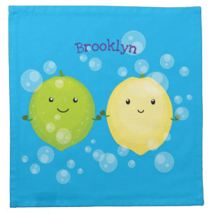 Cute happy lemon lime cartoon illustration cloth napkin