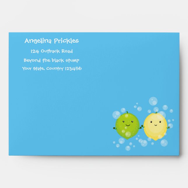 Cute happy lemon lime cartoon illustration envelope (Front)