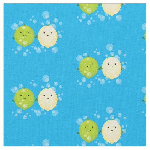 Cute happy lemon lime cartoon illustration fabric