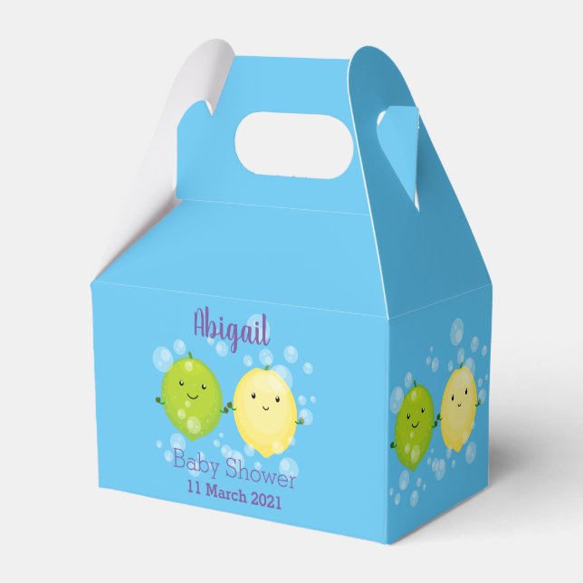 Cute happy lemon lime cartoon illustration  favor boxes (Front Side)