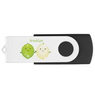Cute happy lemon lime cartoon illustration flash drive
