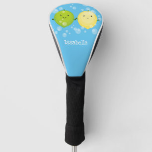 Cute happy lemon lime cartoon illustration golf head cover