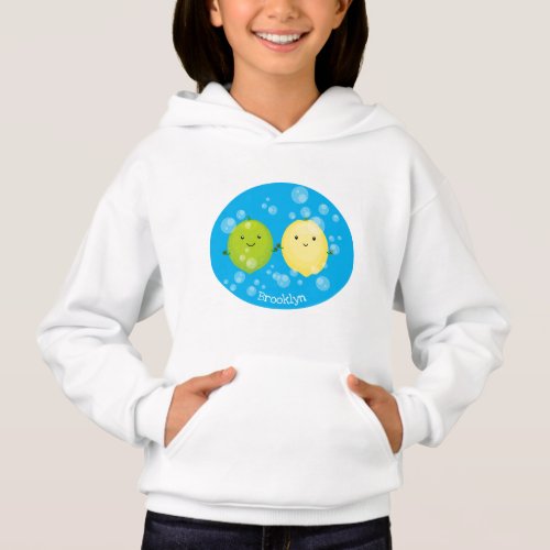 Cute happy lemon lime cartoon illustration hoodie