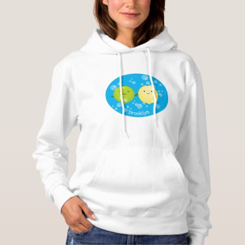 Cute happy lemon lime cartoon illustration hoodie