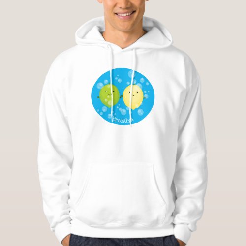 Cute happy lemon lime cartoon illustration hoodie