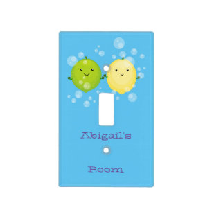 Cute happy lemon lime cartoon illustration  light switch cover