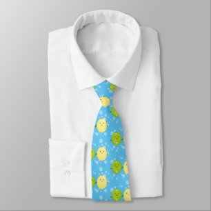 Cute happy lemon lime cartoon illustration neck tie