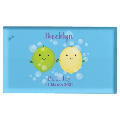 Cute happy lemon lime cartoon illustration place card holder