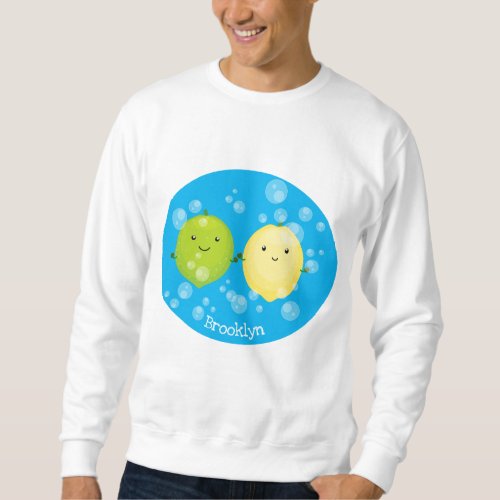 Cute happy lemon lime cartoon illustration sweatshirt