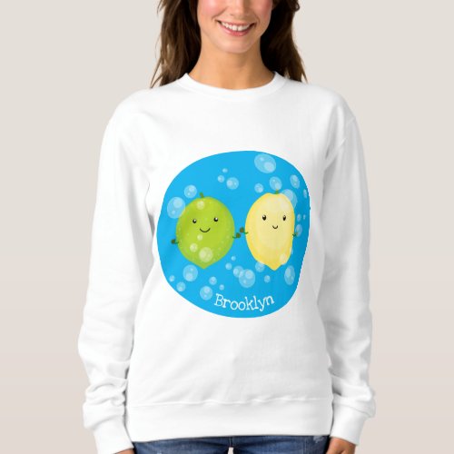 Cute happy lemon lime cartoon illustration sweatshirt