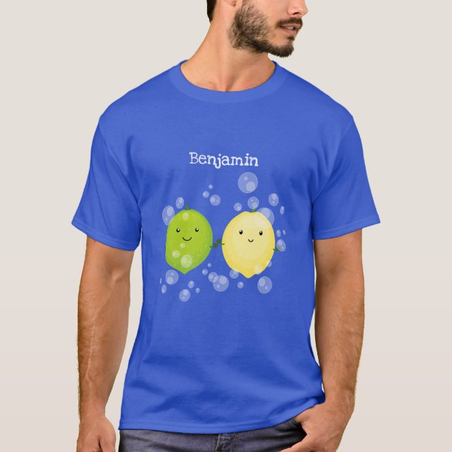 Cute happy lemon lime cartoon illustration T-Shirt (Front)