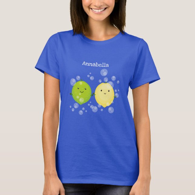 Cute happy lemon lime cartoon illustration T-Shirt (Front)
