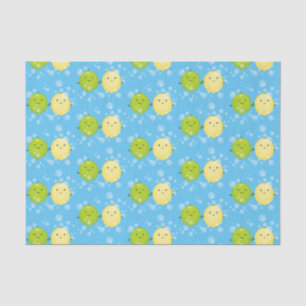Cute happy lemon lime cartoon illustration tissue paper