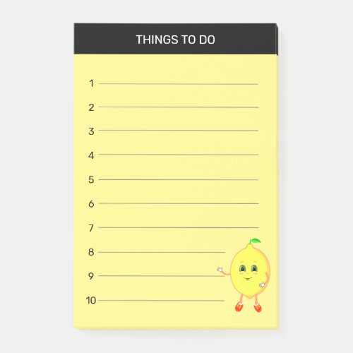 Cute Happy Lemon Things To Do on Yellow Post_it Notes