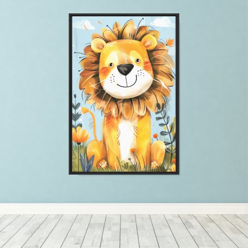 Cute Happy Lion Baby Nursery Kids Canvas Print