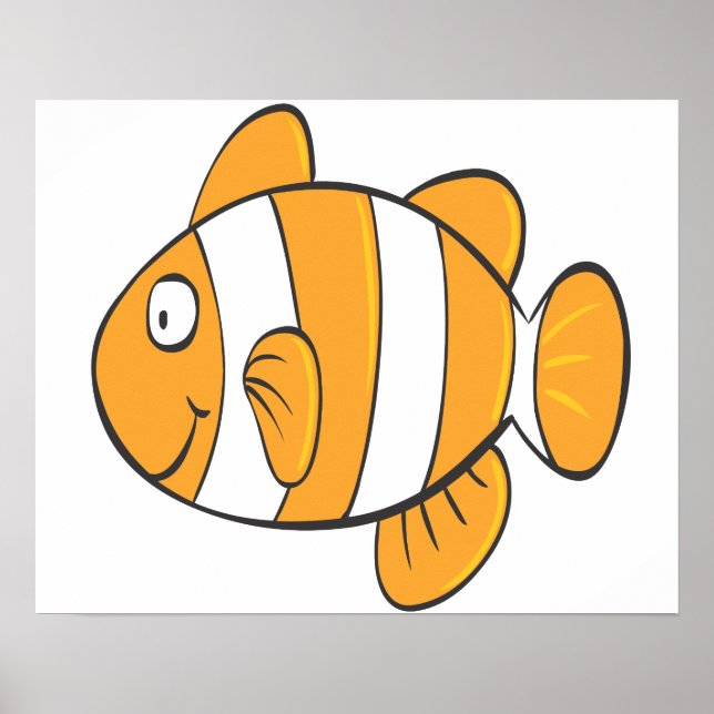 cute happy little clown fish cartoon character poster (Front)
