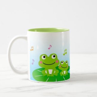 Cute happy little frogs
