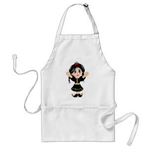 Cute happy little girl cartoon adult apron