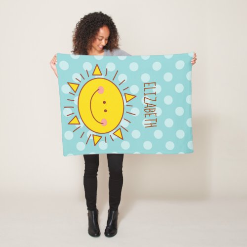 Cute Happy Little Sunshine Doodle Boy Baby Nursery Fleece Blanket