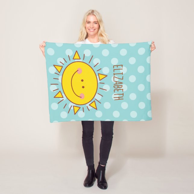 Cute Happy Little Sunshine Doodle Boy Baby Nursery Fleece Blanket (In Situ)