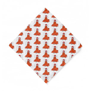 Cute happy lobster wearing Christmas hat cartoon Bandana