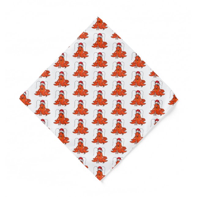 Cute happy lobster wearing Christmas hat cartoon Bandana (Front)