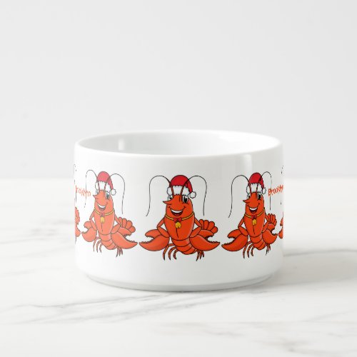 Cute happy lobster wearing Christmas hat cartoon Bowl