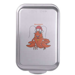 Cute happy lobster wearing Christmas hat cartoon Cake Pan