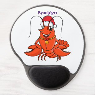 Cute happy lobster wearing Christmas hat cartoon Gel Mouse Pad