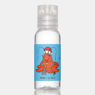 Cute happy lobster wearing Christmas hat cartoon Hand Sanitizer