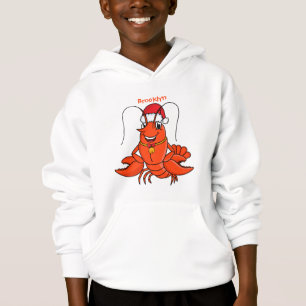 Cute happy lobster wearing Christmas hat cartoon Hoodie