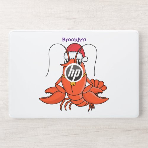 Cute happy lobster wearing Christmas hat cartoon HP Laptop Skin