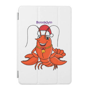 Cute happy lobster wearing Christmas hat cartoon iPad Mini Cover