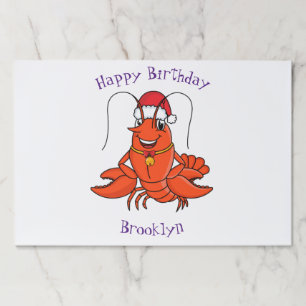Cute happy lobster wearing Christmas hat cartoon Paper Pad