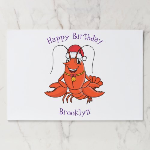 Cute happy lobster wearing Christmas hat cartoon Paper Pad