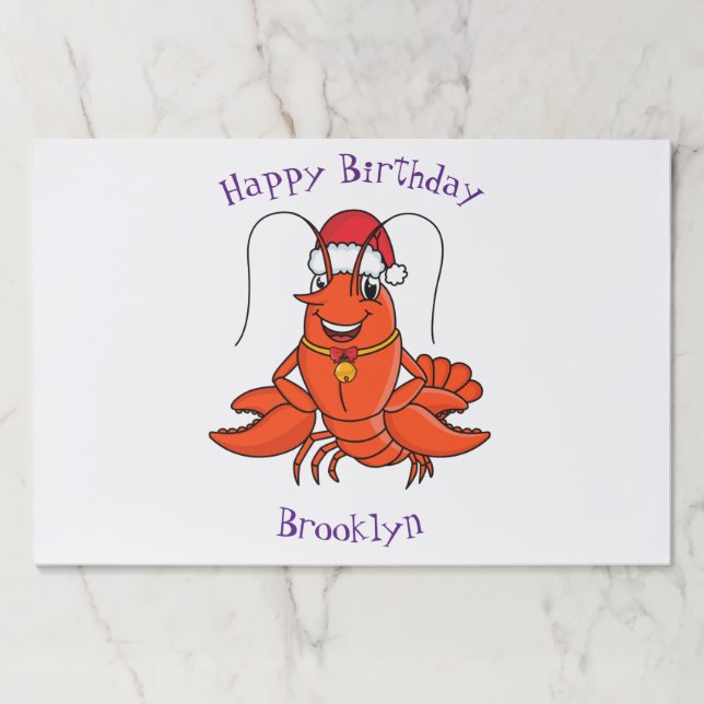 Cute happy lobster wearing Christmas hat cartoon Paper Pad (Front)