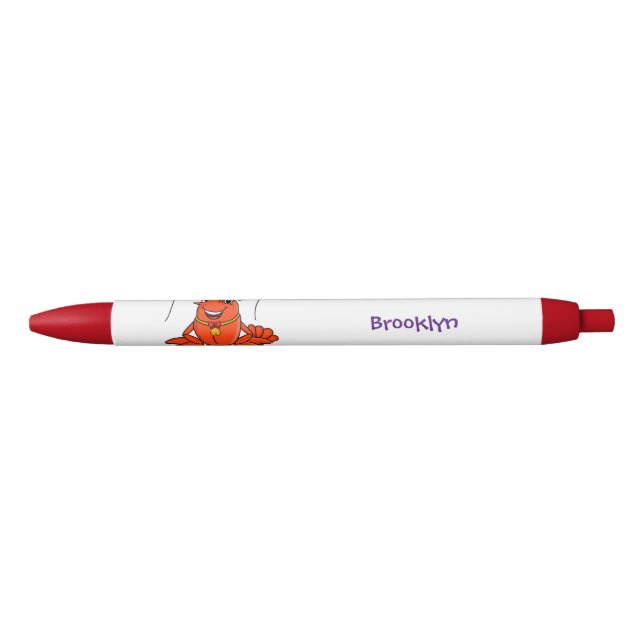 Cute happy lobster wearing Christmas hat cartoon Pen (Front)