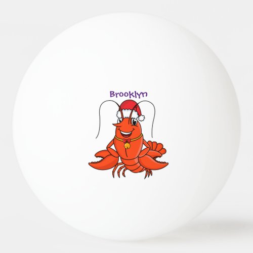 Cute happy lobster wearing Christmas hat cartoon Ping Pong Ball