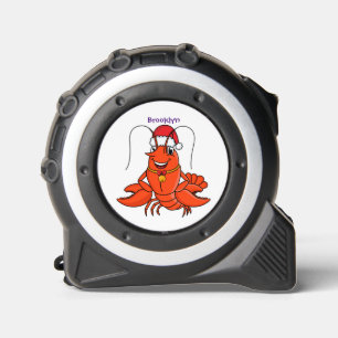 Cute happy lobster wearing Christmas hat cartoon Tape Measure