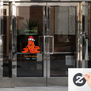 Cute happy lobster wearing Christmas hat cartoon Window Cling
