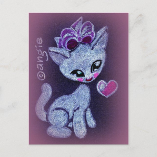 Cute Happy Love Kitty Postcard (Front)