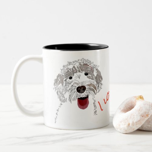 Cute Happy Loving Labradoodle Dog Two_Tone Coffee Mug
