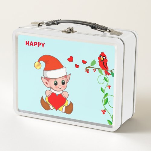 Cute Happy Magic Elf  Little Bird Metal Lunch Box