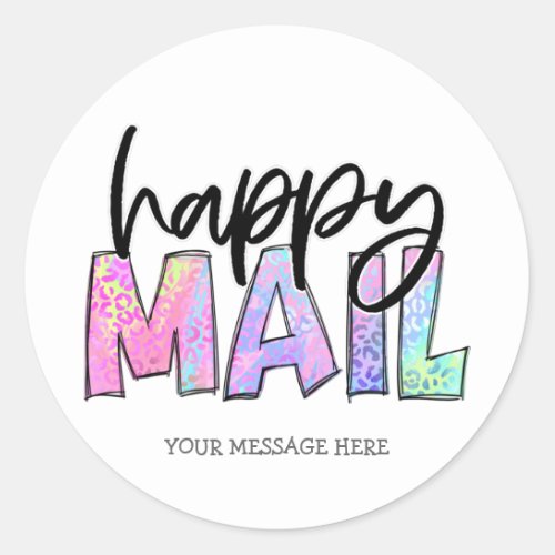 Cute Happy Mail Rainbow Leopard Print Business Classic Round Sticker