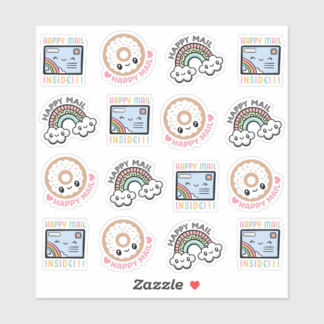 Cute Happy Mail Sticker Zazzle